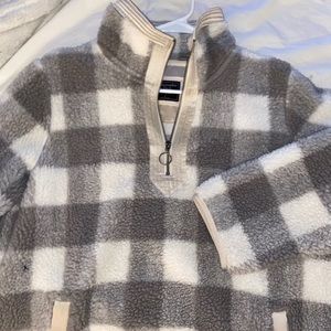 Abercrombie Women’s Plaid Sherpa Half Zip